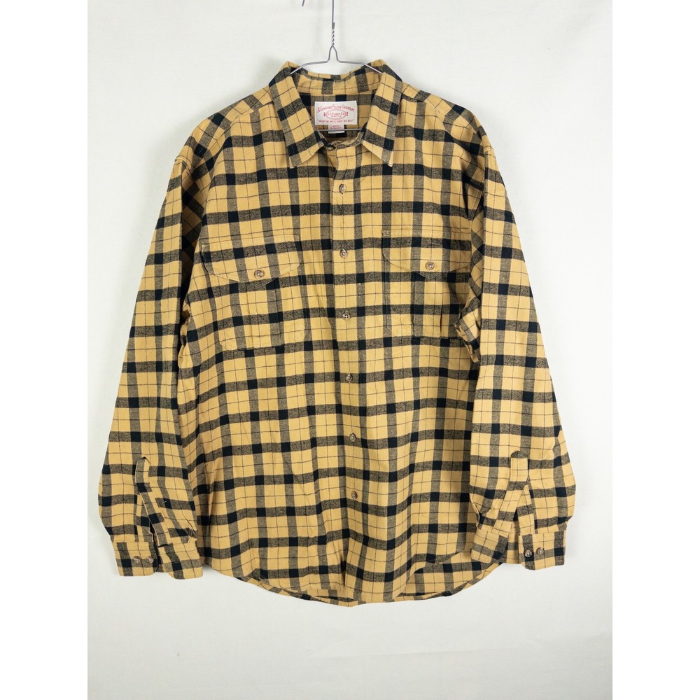 Filson Alaskan Guide Shirt Mens Flannel Tan Black Plaid 8oz Cotton 12006 Size L